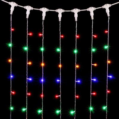Светодиодный занавес Laitcom, 2x3м, 220В, 600 LED, IP54, прозр. пр., мульти
