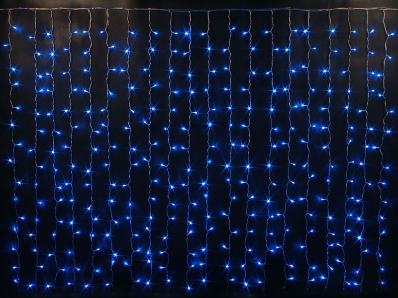 Качественная картинка Светодиодный занавес Rich LED 2*6 м, с герметичным колпачком, соединяемый (до 5 шт), IP65, синий