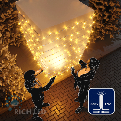 Светодиодные гирлянды RichLed Нить 10 м, 220 В, мерц, IP 65, герм. колп, белый провод, цвет желтый Светодиодные гирлянды RichLed Нить 10 м, 220 В, мерц, IP 65, герм. колп, белый провод, цвет желтый