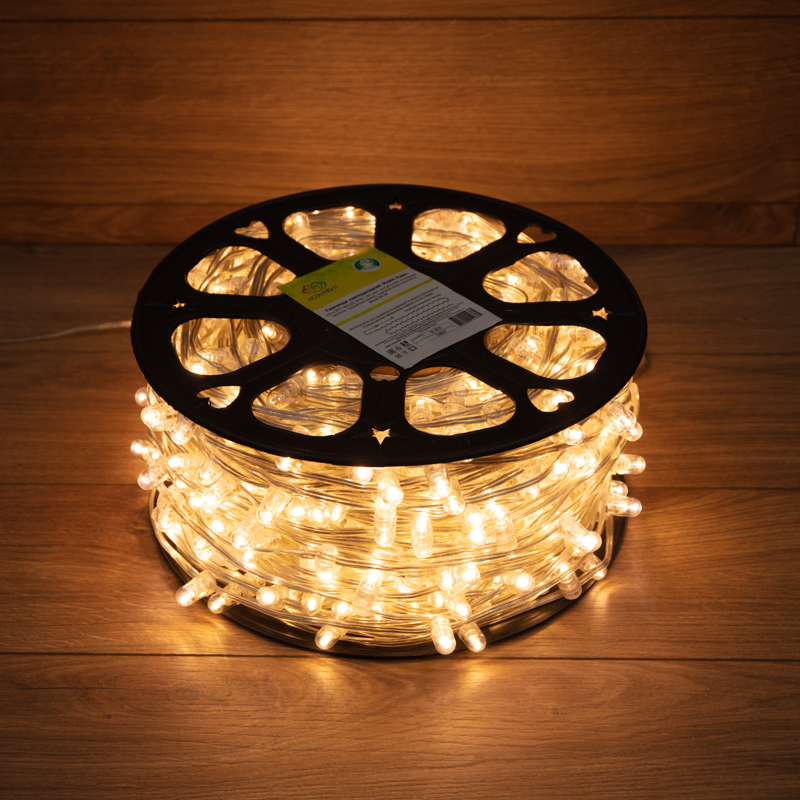 Качественная картинка Гирлянда NEON-NIGHT Клип-лайт 12 V, прозрачный ПВХ, 150 мм, Теплый белый, мерцание