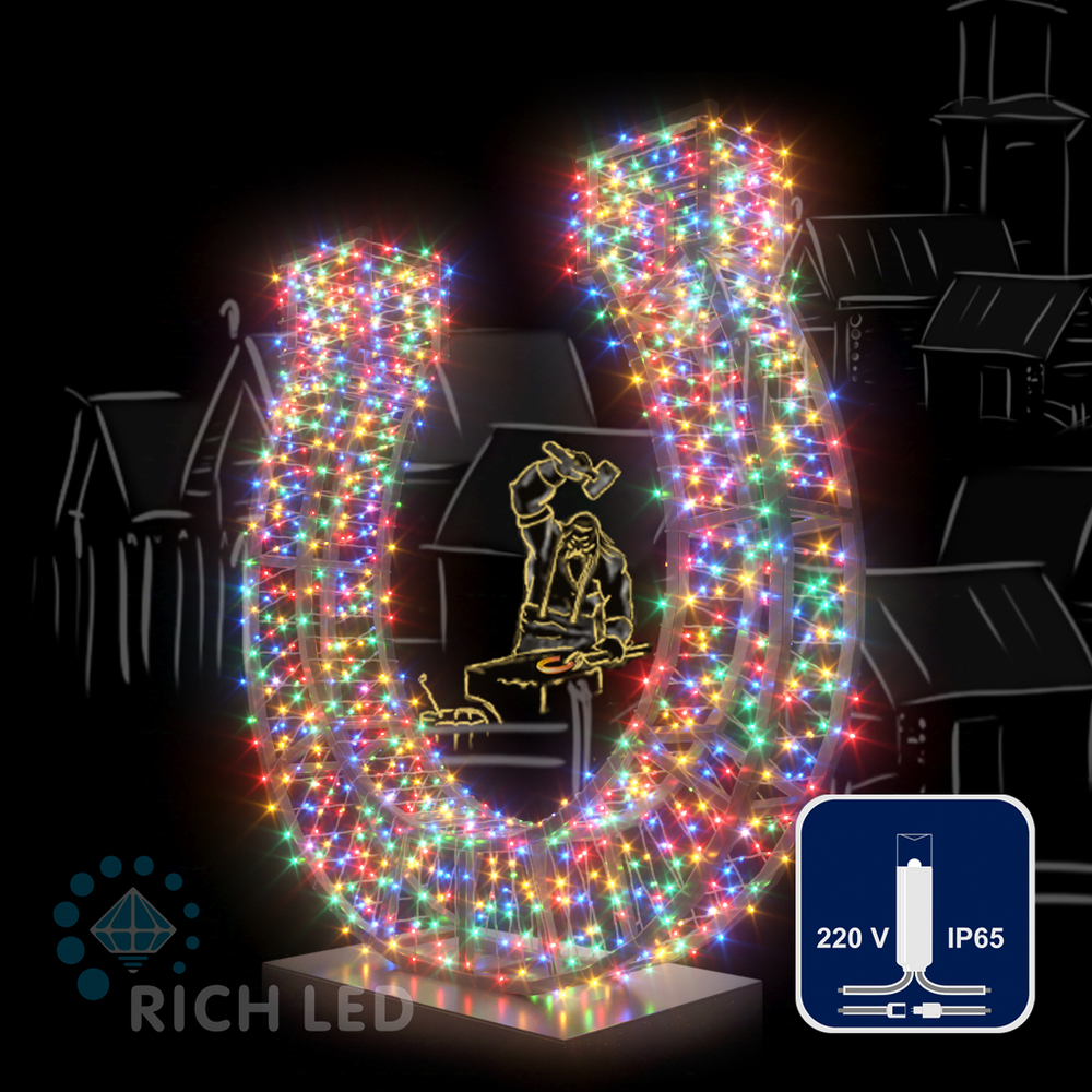 Светодиодные гирлянды RichLed Нить 10 м, 220 В, пост.свеч, IP 65, герм.колп, прозр.провод, мульти Качественная картинка Светодиодные гирлянды RichLed Нить 10 м, 220 В, пост.свеч, IP 65, герм.колп, прозр.провод, мульти