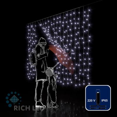 Светодиодный занавес RichLed, 2*1,5 м облегченный, 220 В, пост.свечение, IP 65, герм.колпачок, белый Светодиодный занавес RichLed, 2*1,5 м облегченный, 220 В, пост.свечение, IP 65, герм.колпачок, белый
