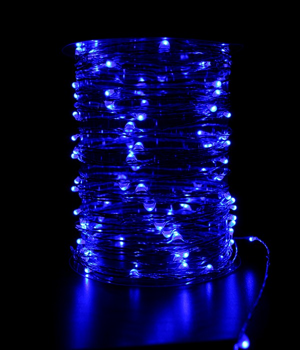 Светодиодная нить Laitcom "Роса", 10м., 12V, 100 LED, IP20, прозр.провод, синий Качественная картинка Светодиодная нить Laitcom "Роса", 10м., 12V, 100 LED, IP20, прозр.провод, синий