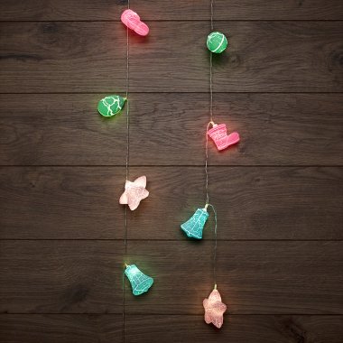 Гирлянда светодиодная Новый год Neon-Night 1,5 м, прозр.ПВХ, IP 20, 10 LED, теп.белый, 2хАА (нет)