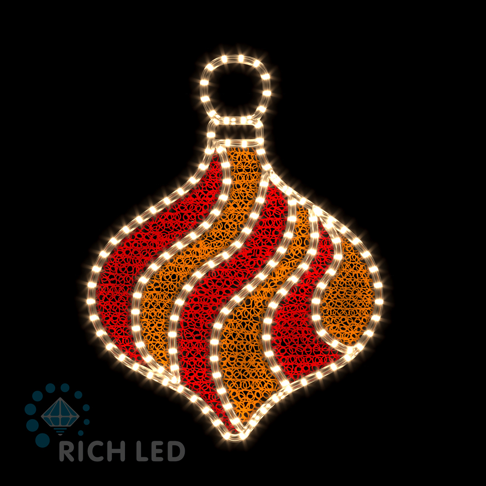 Световая 2Д Елочная игрушка RichLed Шар вытянутый (деколейс + дюралайт), 220В