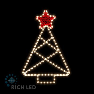 Световая 2Д ёлка МИНИ RichLed (деколейс + дюралайт), 24В, теплый белый, красный