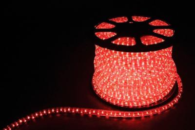 Дюралайт (световая нить) со светодиодами, 3W 50м 230V 72LED/м 11х18мм, красный, LED-F3W с 2 заглушка