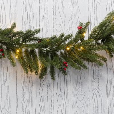Гирлянда еловая с ягодами и подсветкой 1,8м, теплое белое свечение 30 LED, 31В, литая NEON-NIGHT