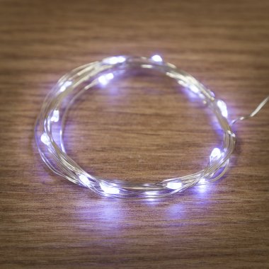 Светодиодная гирлянда Роса Neon-Night, 2м, 20 LED, ПВХ, IP20, 2хCR2032 (в комплекте), белый