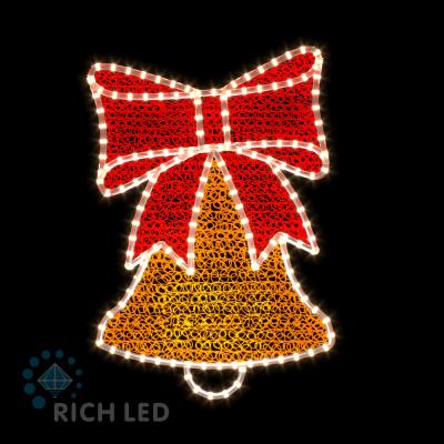 Световая 2Д Елочная игрушка RichLed Колокольчик МИНИ (деколейс+дюралайт), 24В, т.белый, красный, зол