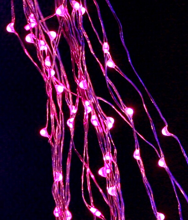 Качественная картинка Светодиодная гирлянда Laitcom "Конский хвост", 2,5м., 24V, 700 LED, IP67, проволока, розовый