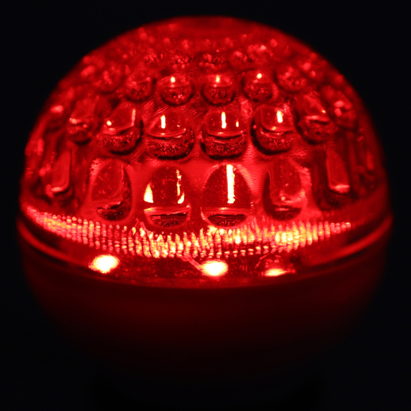 Качественная картинка Лампа светодиодная, диаметр 50мм, E27, 9 LED, 1Вт, КРАСНЫЙ, прозрачная колба, 230В NEON-NIGHT