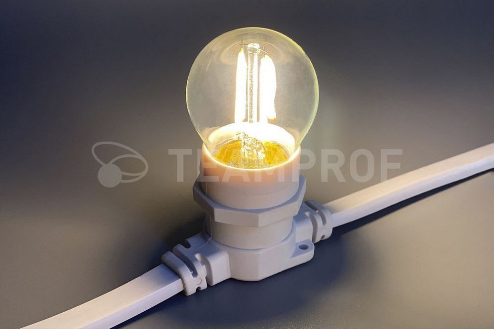 Качественная картинка Светодиодная лампа для белт-лайт, 2 Вт, d=45 мм, филаментная, теплая белая