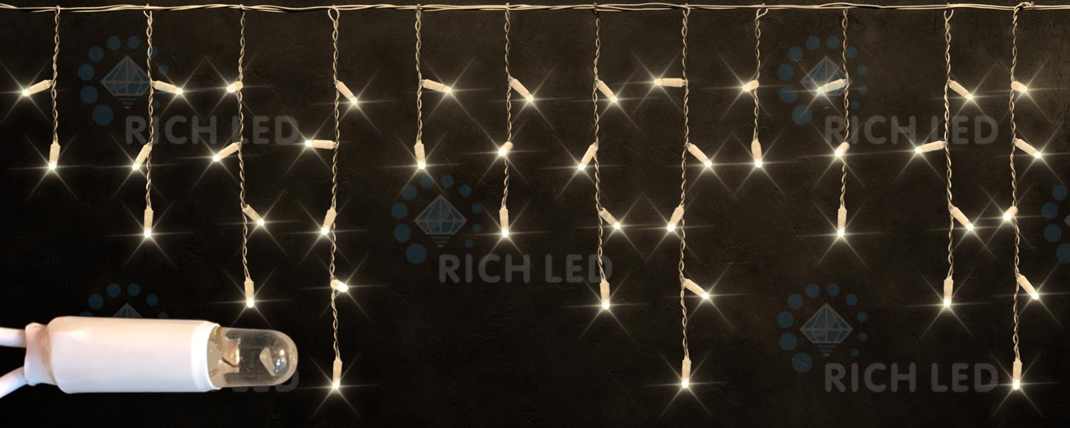 Светодиодная бахрома Rich LED 3*0,5 м, 220 В, пост. свечение, резин., IP 65, герм. колп., т. белый Качественная картинка Светодиодная бахрома Rich LED 3*0,5 м, 220 В, пост. свечение, резин., IP 65, герм. колп., т. белый