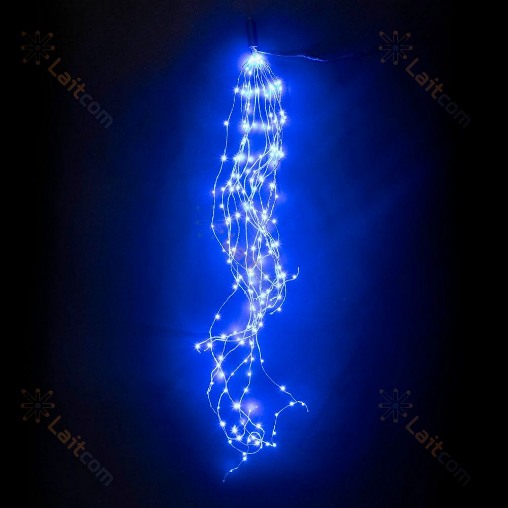 Качественная картинка Светодиодная гирлянда Laitcom «Конский Хвост» 1,5м синяя, 12В, 200 LED, прозр. проволока, IP67