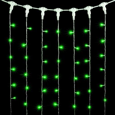 Светодиодный занавес Laitcom, 1x6м, 600 LED, IP65, прозр. провод, зеленый