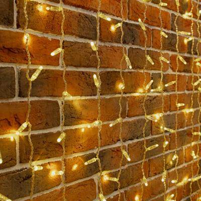 Светодиодный занавес NEON-NIGHT 2х9м ТЕПЛЫЙ БЕЛЫЙ, прозрачный ПВХ, IP65, мерцание соединяется, 230В