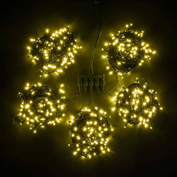 Качественная картинка Комплект гирлянды Laitcom 100м., 5x20м, 1000 LED, IP54, 24V, черн. пр. ПВХ, желтый с мерцанием