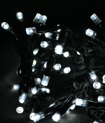 Светодиодная нить Laitcom, мерцание 100%,  75 LED, IP65, 10м, 220-230V, черн. пр., белый