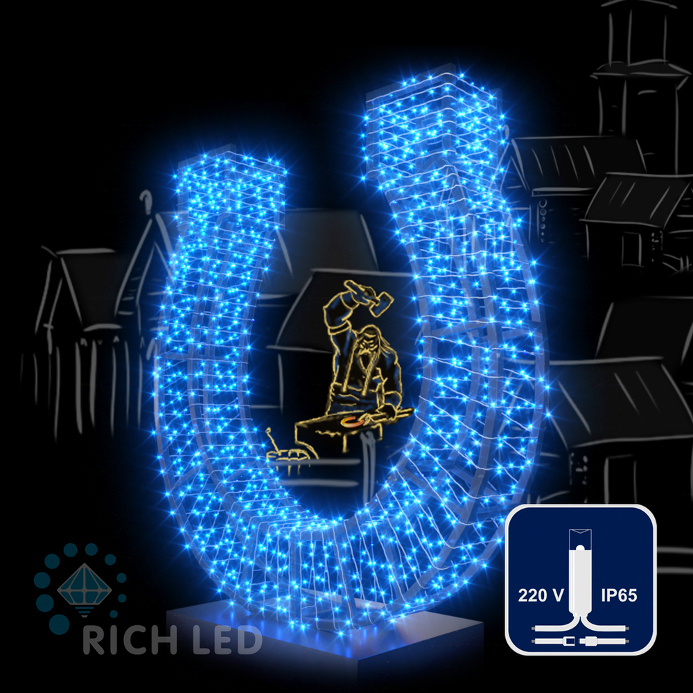 Светодиодные гирлянды RichLed Нить 10 м, 220 В, пост. свеч, IP65, герм. колп, белый провод, синий Качественная картинка Светодиодные гирлянды RichLed Нить 10 м, 220 В, пост. свеч, IP65, герм. колп, белый провод, синий