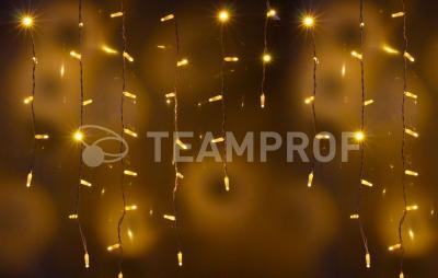 Светодиодная бахрома Teamprof 3х0.9м, IP65, герм.колп., мерцание, белый провод, теплая белая