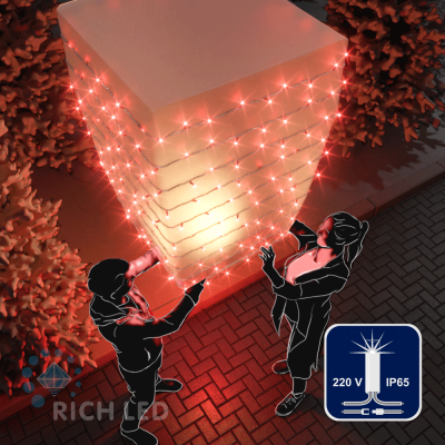 Светодиодная гирлянда Rich LED Нить 10 м, 220В, мерцающая, герметичный колпачок, IP65, красный