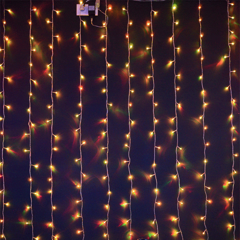 Качественная картинка Светодиодный занавес RichLed, 2*6 м, 220 В, мерцание, IP 65, герм. колпачок, красный, зеленый, синий