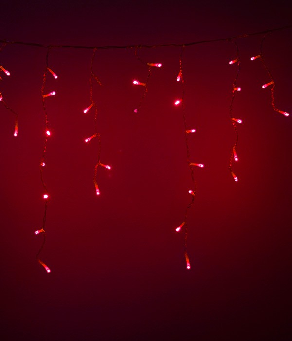 Качественная картинка Светодиодная бахрома Laitcom 3,1x0,5м, 150 LED, IP54, прозр.провод, красный (мерц БЕЛЫЙ ДИОД)