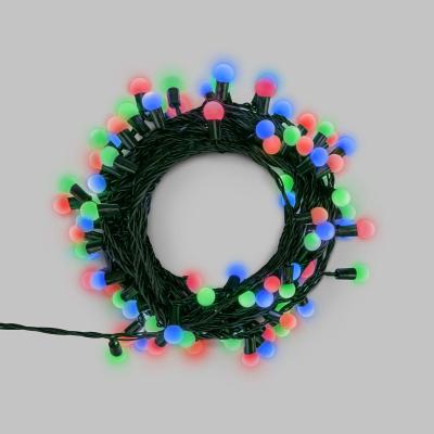 Гирлянда Мультишарики 20м, диаметр 15мм, IP44, зеленый провод, свечение мульти (RG/RB), мигание, 230