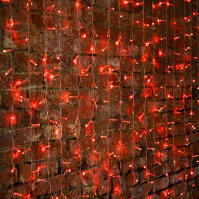 Светодиодный занавес NEON-NIGHT 2х1,5м КРАСНЫЙ, прозрачный ПВХ, IP65, постоянное свечение, 230В