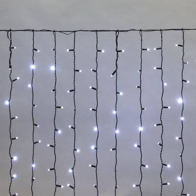 Светодиодный занавес NEON-NIGHT 2х1,5м БЕЛЫЙ, черный ПВХ, IP65, постоянное свечение, 230В