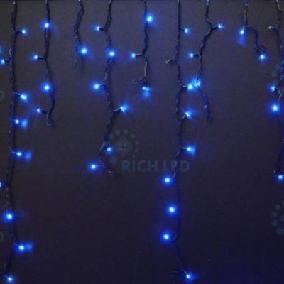 Светодиодная бахрома Rich LED 3*0.5 м, мерцание, черный пр, IP 65, синий