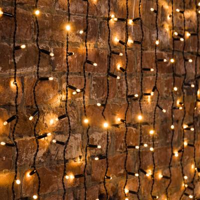 Светодиодный занавес NEON-NIGHT 2х3м ТЕПЛЫЙ БЕЛЫЙ, черный ПВХ, IP65, постоянное свечение, 230В