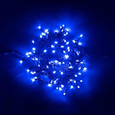 Светодиодная нить Laitcom с колпачком 10м, 24В, 100 LED, Провод Черный ПВХ, IP65, синий