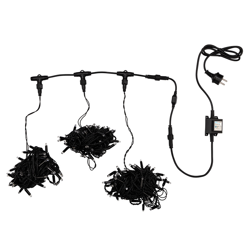 Качественная картинка Гирлянда NEON-NIGHT ClipLight 24V, 3 нити по 10 метров, ТЕПЛЫЙ БЕЛЫЙ