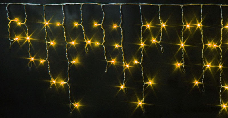 Качественная картинка Светодиодная бахрома RichLed 3*0,5 м, 220 В, мерцание, цвет желтый, IP54, прозрачный провод