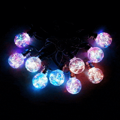 Светодиодная гирлянда Laitcom, 5м, 10 led, IP44, 24V, 100 мм, прозрачная колба, роса, RGB