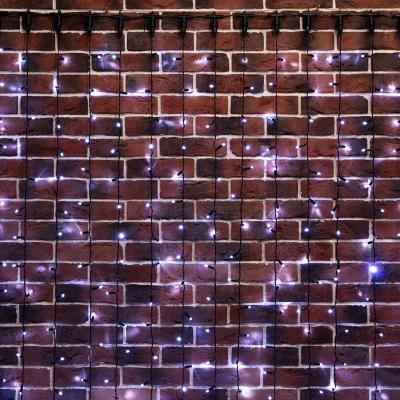 Светодиодный занавес NEON-NIGHT 2х6м БЕЛЫЙ, черный ПВХ, IP65, постоянное свечение, 230В