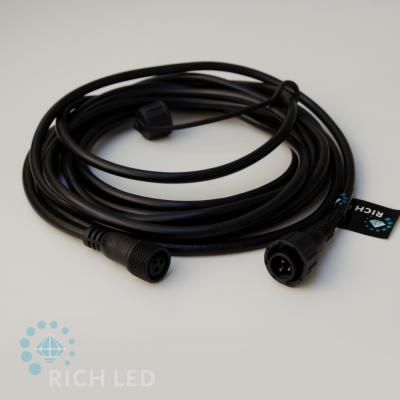 Удлинитель 5 м, 3 pin, 3-х проводной, черный. RichLed