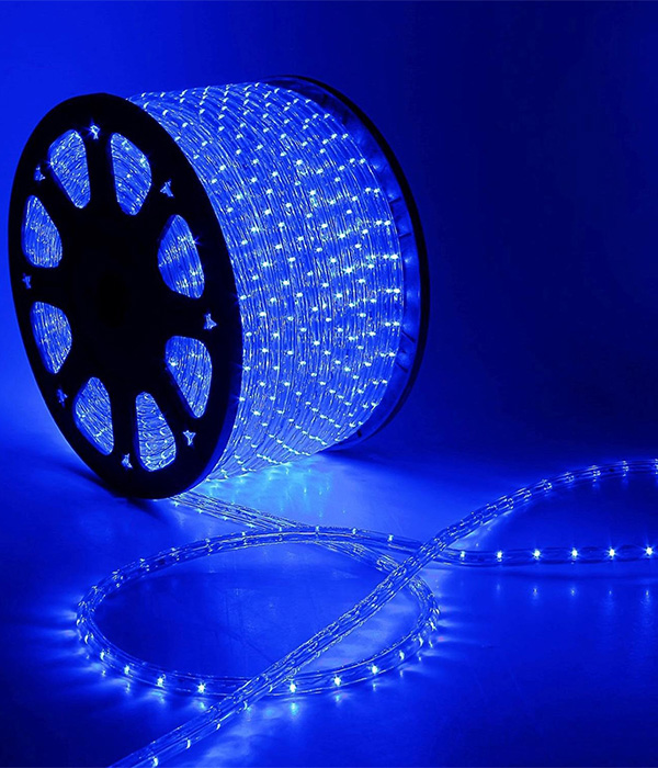 Качественная картинка Дюралайт круглый Laitcom, 13мм, шаг резки 0,25м, 36 led/m, свечение 360 гр., IP65, синий, 100 м.