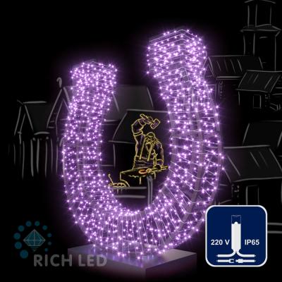 Светодиодные гирлянды RichLed Нить 10 м, 220 В, пост.свеч, IP65, герм. колп., белый пр., фиол