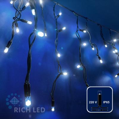 Светодиодная бахрома Rich LED 3*0.5 м, пост. свечение, черн. провод, IP65, синий RL-i3*0.5-CB/B