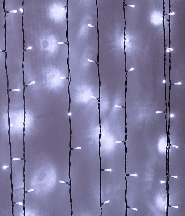 Качественная картинка Светодиодный занавес Laitcom, 2x2м, 400 LED, IP54, черн. пр., белый