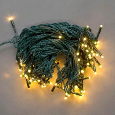 Светодиодная гирлянда (Нить) ALEDUS 10 м, ПВХ провод темно зеленый, 94  LED, мерцание, теплый белый