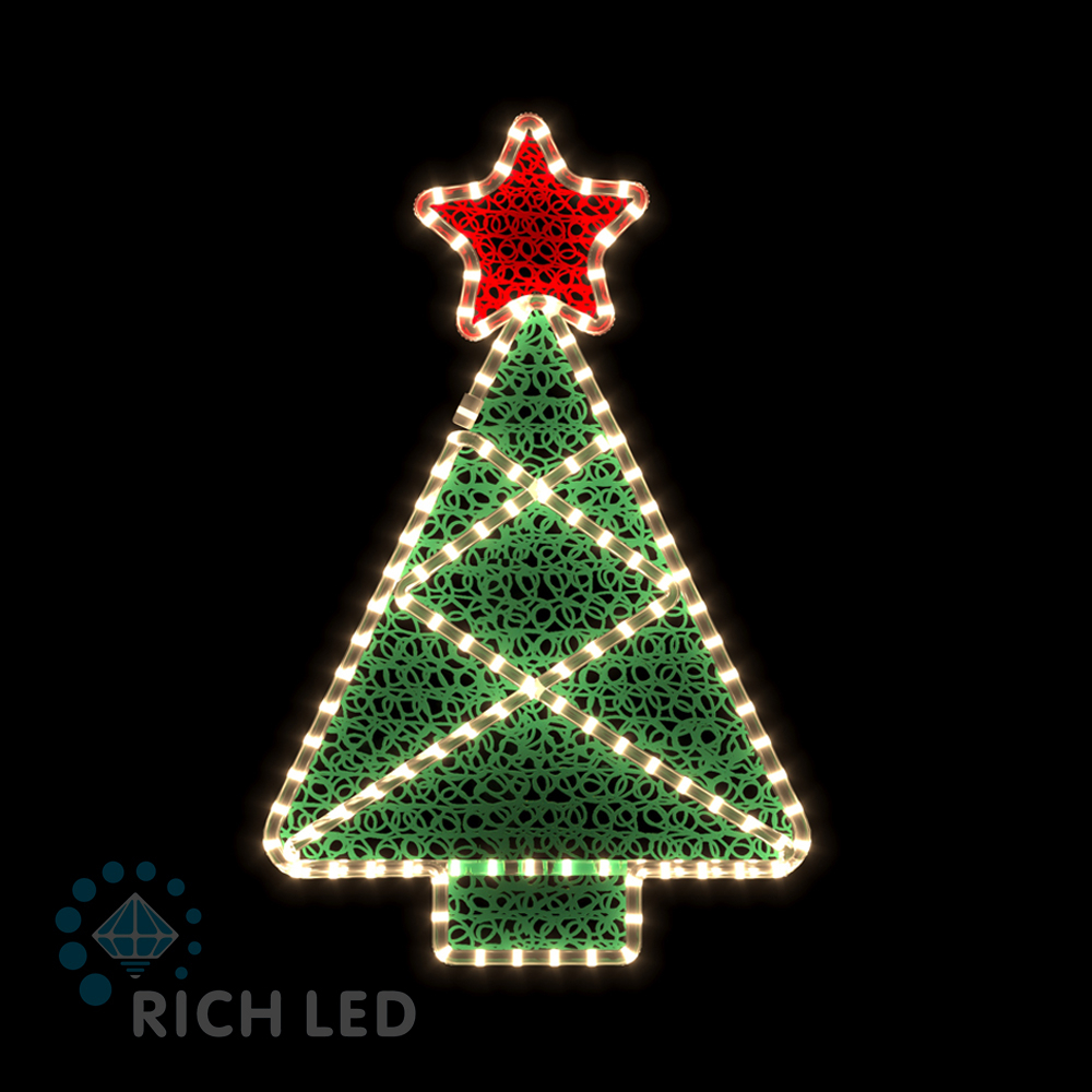 Световая 2Д Елочная игрушка RichLed Ёлка (деколейс + дюралайт), 220В