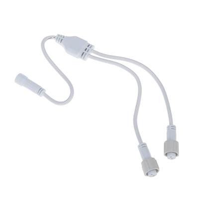 Разветвитель-Y (шнур) для уличных гирлянд, 1 вход, 2 выхода, белый ПВХ NEON-NIGHT