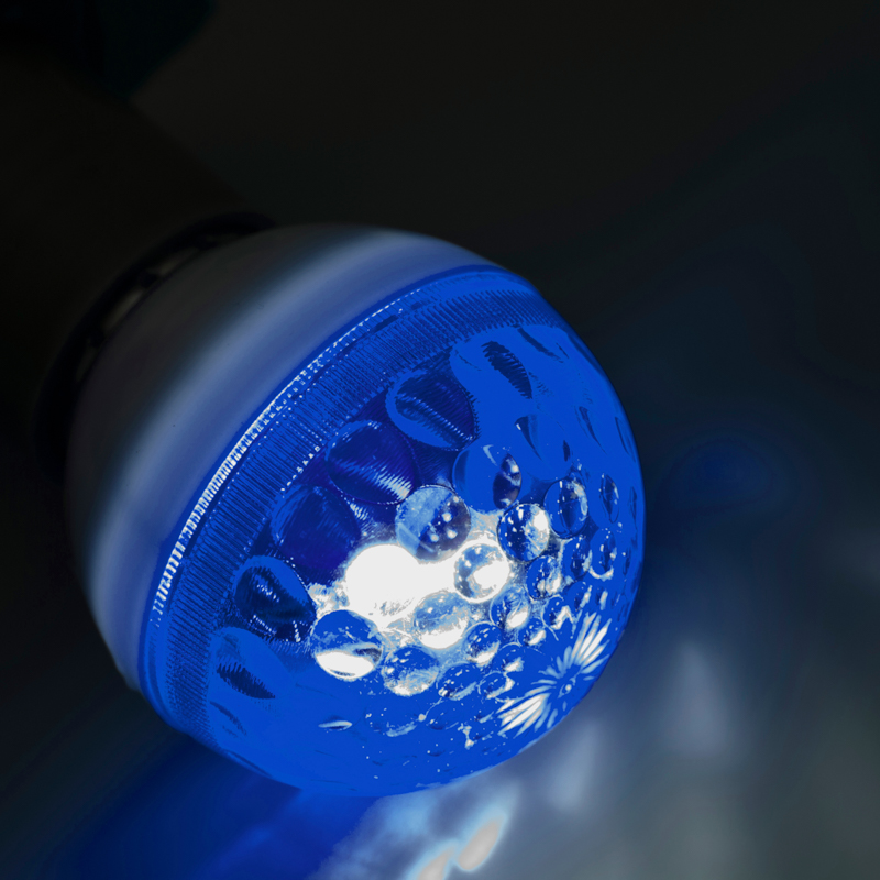Качественная картинка Лампа-строб светодиодная, диаметр 50, E27, 18 LED, 2,5Вт, СИНИЙ, 230В NEON-NIGHT