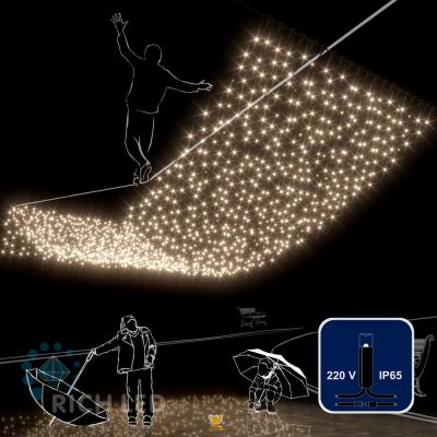 Светодиодный занавес Rich LED 2*6 м, с герметичным колпачком, соединяемый (до 5 шт), IP65, т.белый