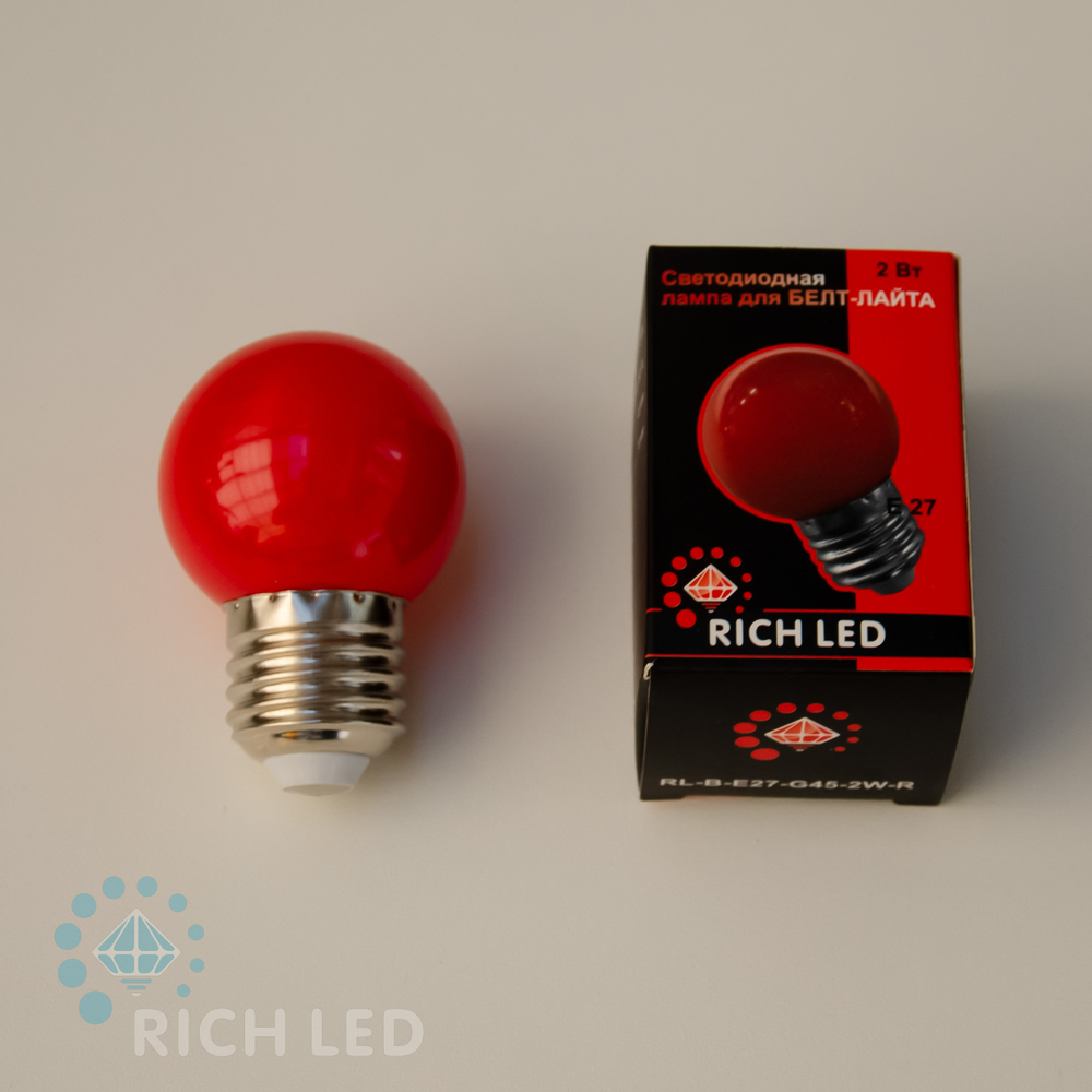 Качественная картинка Лампа для Белт-лайт 45 мм, цвет красный, E27, 2 Вт
