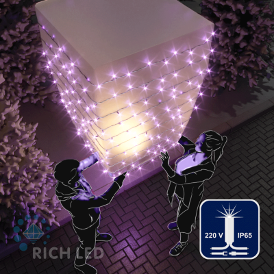 Светодиодные гирлянды RichLed Нить 10 м, 220 В, мерц, IP 65, герм. колп, белый провод, фиолетовый